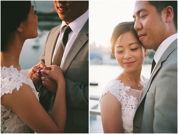 Science World wedding reception golden hour bride and groom