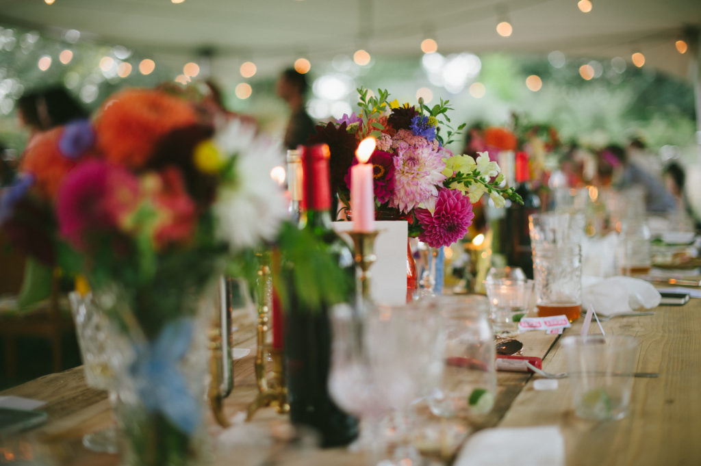 colourful vintage wedding reception
